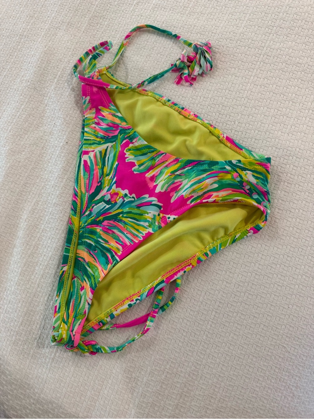 Lilly Pulitzer Pink Tropical Print Bikini Bottoms with Green Accents